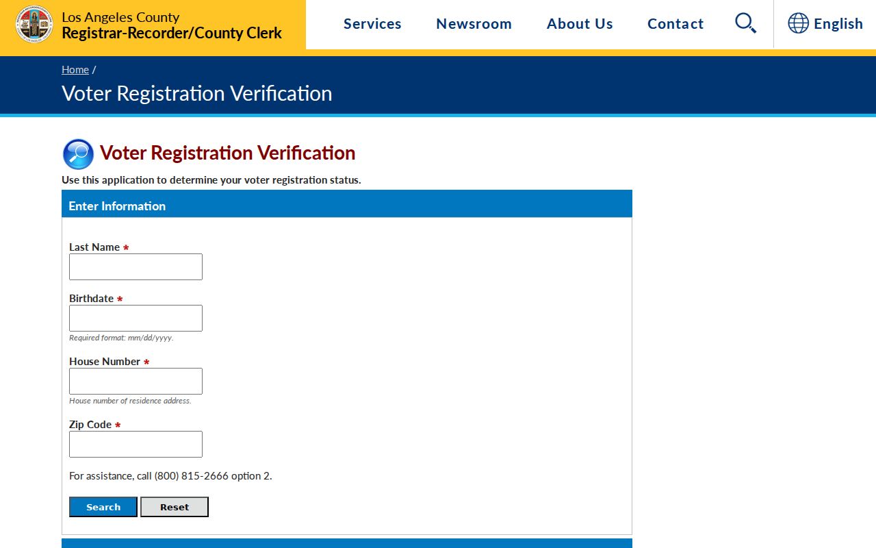 LA County voter verification form fields for Covina voters